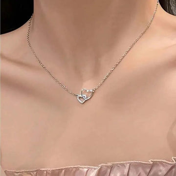 Silver Color Love Heart Pendant Necklace